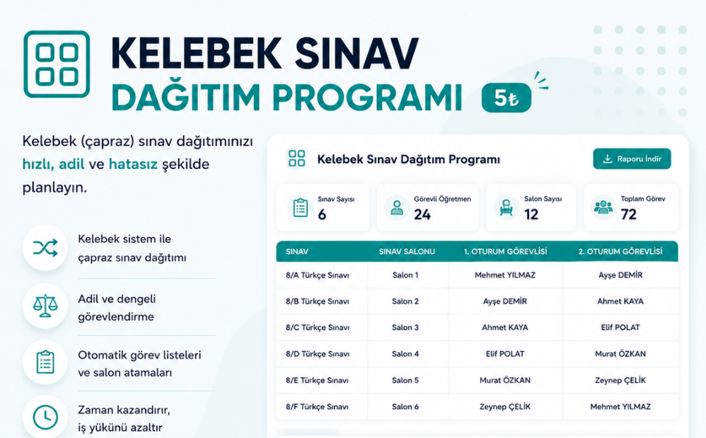Kelebek Sınav Sistemi ile Sınav Görevlendirmelerini Kolayca Hazırlayın